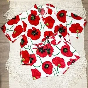 Kenzo | Shorts | Kenzo Red And White Poppy Floral Denim High